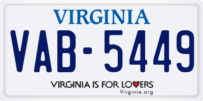 VA license plate VAB5449