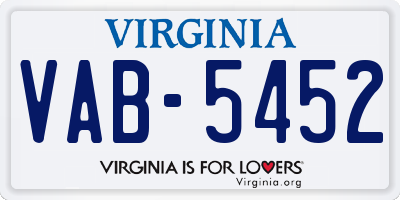 VA license plate VAB5452