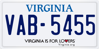 VA license plate VAB5455