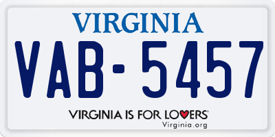 VA license plate VAB5457