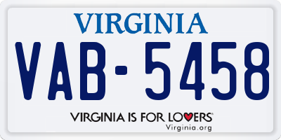 VA license plate VAB5458