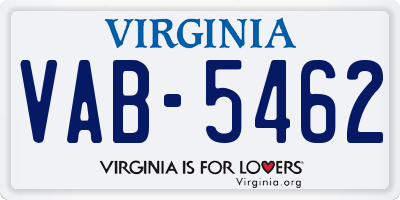 VA license plate VAB5462