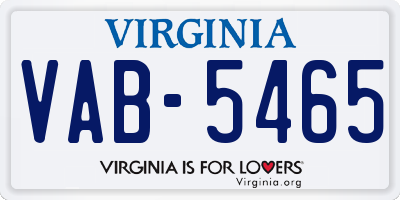 VA license plate VAB5465