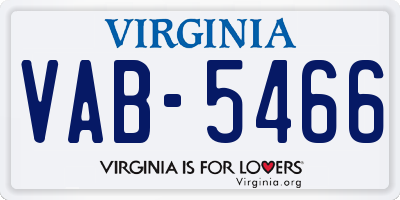 VA license plate VAB5466