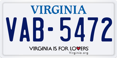 VA license plate VAB5472