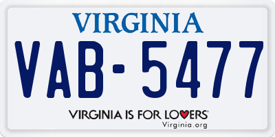 VA license plate VAB5477