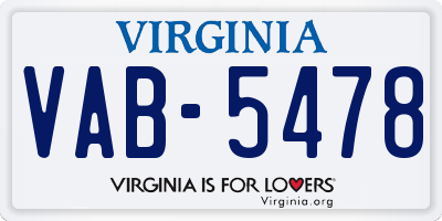 VA license plate VAB5478