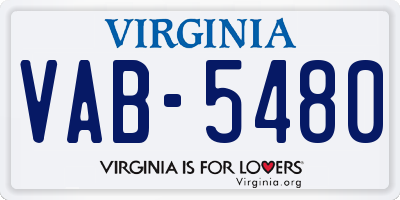 VA license plate VAB5480