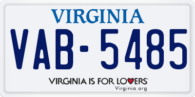 VA license plate VAB5485