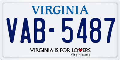 VA license plate VAB5487