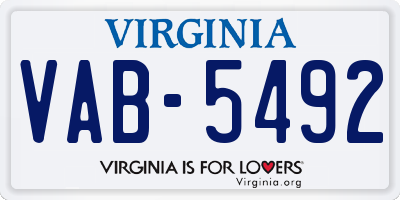 VA license plate VAB5492
