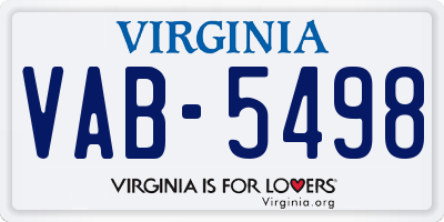 VA license plate VAB5498