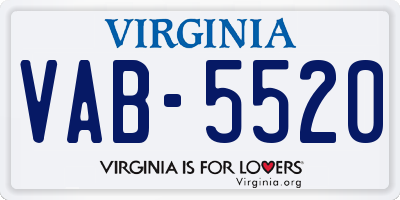 VA license plate VAB5520