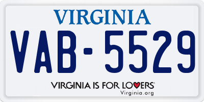 VA license plate VAB5529