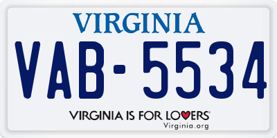 VA license plate VAB5534