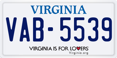 VA license plate VAB5539