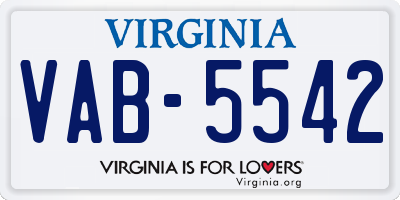 VA license plate VAB5542