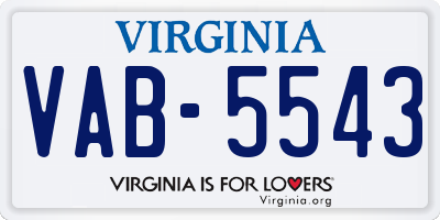 VA license plate VAB5543