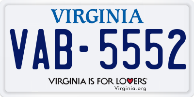 VA license plate VAB5552