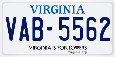 VA license plate VAB5562