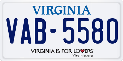 VA license plate VAB5580