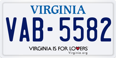 VA license plate VAB5582