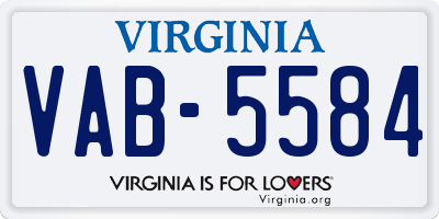 VA license plate VAB5584