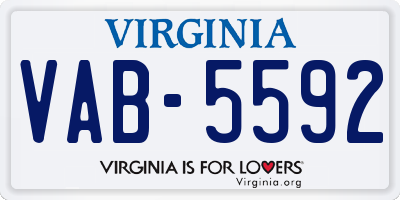 VA license plate VAB5592