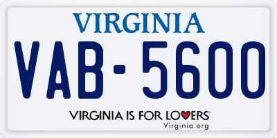 VA license plate VAB5600