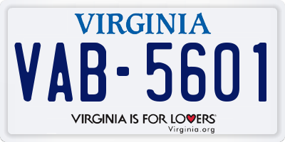 VA license plate VAB5601