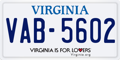 VA license plate VAB5602