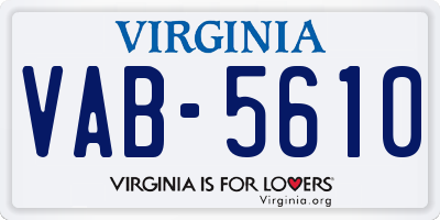 VA license plate VAB5610