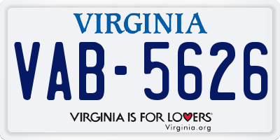 VA license plate VAB5626