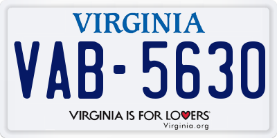 VA license plate VAB5630
