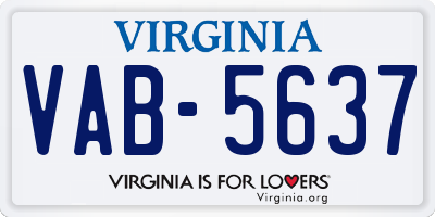 VA license plate VAB5637