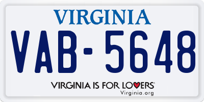 VA license plate VAB5648