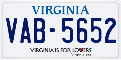 VA license plate VAB5652