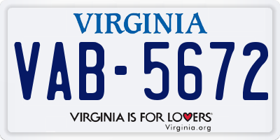 VA license plate VAB5672