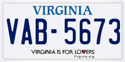 VA license plate VAB5673