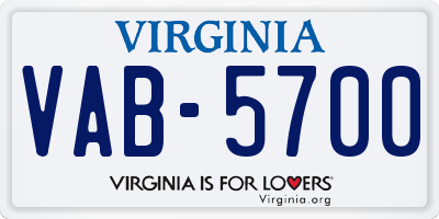 VA license plate VAB5700