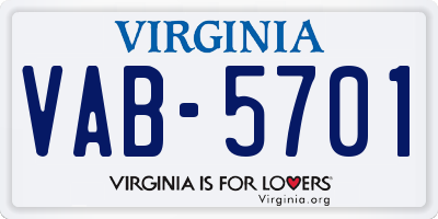 VA license plate VAB5701