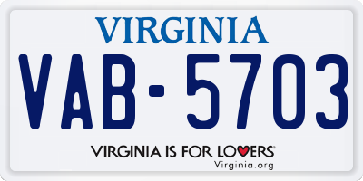 VA license plate VAB5703