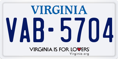 VA license plate VAB5704