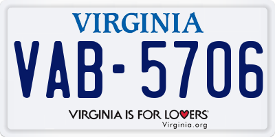 VA license plate VAB5706