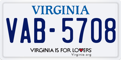 VA license plate VAB5708
