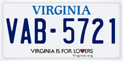 VA license plate VAB5721