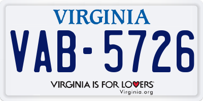 VA license plate VAB5726