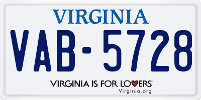 VA license plate VAB5728