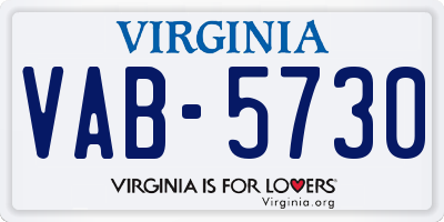 VA license plate VAB5730