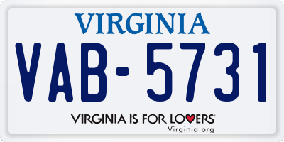 VA license plate VAB5731